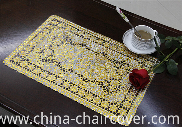 30*46cm PVC Lace Gold Tablemat Popular Use Coffee/Wedding/Party